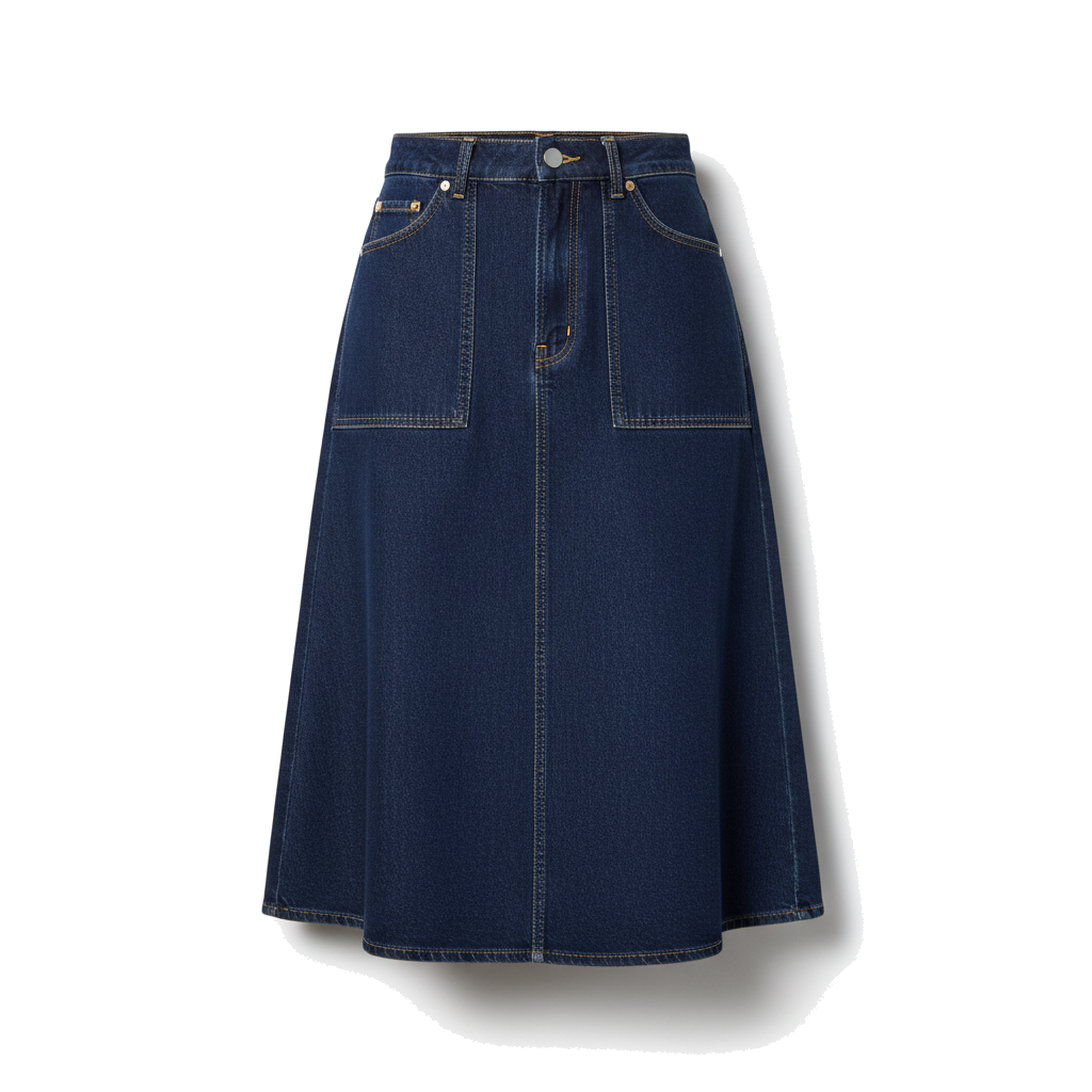 Vela Atelier Dark denim midi skirt with pockets